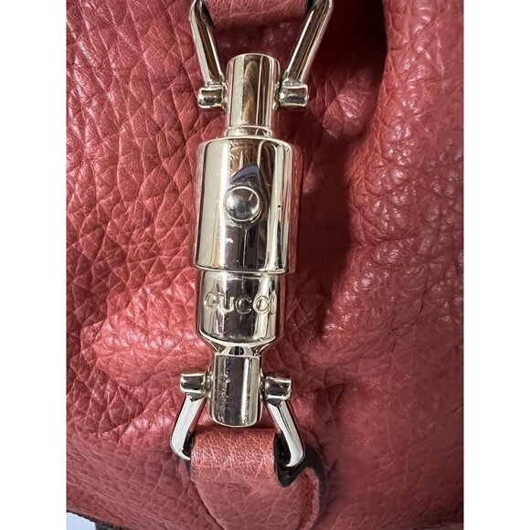 Gucci Womens Jackie Hobo Handbag Orange Calfskin Leather Piston Lock Tassel M - Picture 4 of 12